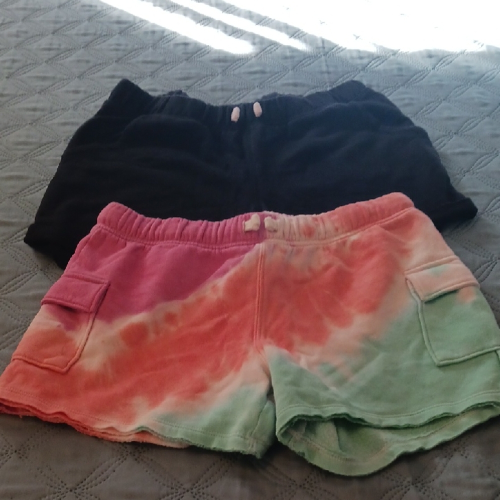 SO Pink Tie Dyed and Black Shorts, Casual Style.